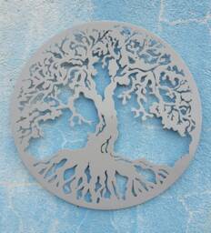 Silver Tree Of Life Metal Wall Art - 47cm Round Decor - thumbnail 1