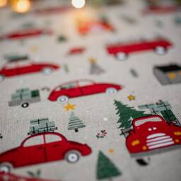 Printed Christmas Tree Skirt With Gifts, Linen Fabric Skirt, Swedish Rustic Xmas Skirts, Accent - thumbnail 4