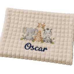 Personalised Safari Baby Blanket - Soft Embroidered Newborn Gift 75cm X 100cm - thumbnail 4