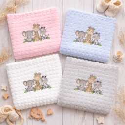 Personalised Safari Baby Blanket - Soft Embroidered Newborn Gift 75cm X 100cm - thumbnail 2