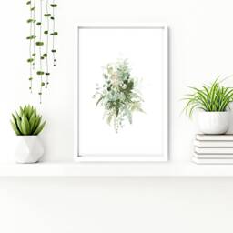 Farmhouse Watercolour Greenery Framed Set Of 3 Wall Art Prints For A Rustic Country Bathroom Home Decor, Botanical Prints, Toilet Spa Decor - thumbnail 2
