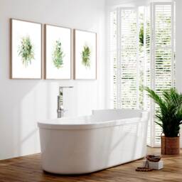 Farmhouse Watercolour Greenery Framed Set Of 3 Wall Art Prints For A Rustic Country Bathroom Home Decor, Botanical Prints, Toilet Spa Decor - thumbnail 1