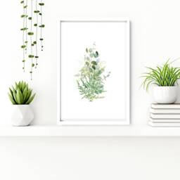 Farmhouse Watercolour Greenery Framed Set Of 3 Wall Art Prints For A Rustic Country Bathroom Home Decor, Botanical Prints, Toilet Spa Decor - thumbnail 3