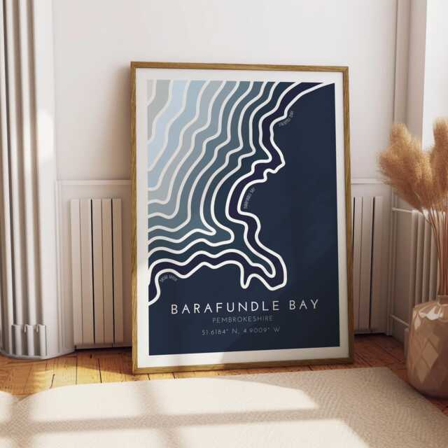 Barafundle Bay Coastline Print Minimalist Coastal Art - Free Personalisation - image 1