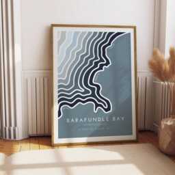 Barafundle Bay Coastline Print Minimalist Coastal Art - Free Personalisation - thumbnail 3