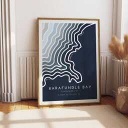 Barafundle Bay Coastline Print Minimalist Coastal Art - Free Personalisation - thumbnail 1