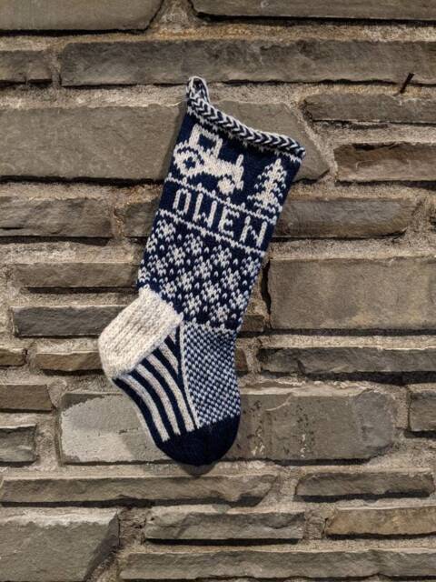 Tractor Christmas Stocking - Hand Knit, Fair Isle, Vintage Inspired Knit With The Wind - image 1