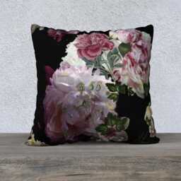 Velvet Pillow Pink Peonies Throw Pillow, 22x22 Or 18x18 Inches, Soft Velveteen Bed Decorative Cover - thumbnail 2