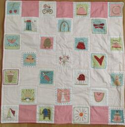 About A Girl Patchwork Quilted Baby/Child Blanket, Baby Quilt, Pram Blanket - thumbnail 1