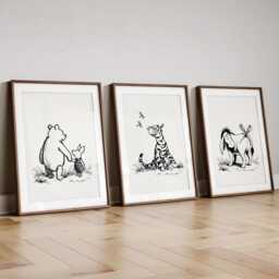 3 Winnie Pooh Set Of Unframed Nursery Neutral Prints Tigger Eeyore Piglet Decor Bedroom Classic - thumbnail 2