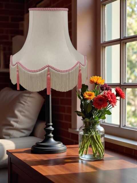 Traditional Cream Fabric Lampshade Handmade For Table & Floor Standard Lamp Bases, Wall Light Fixtures, Ceiling Fittings - image 1