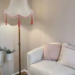 Traditional Cream Fabric Lampshade Handmade For Table & Floor Standard Lamp Bases, Wall Light Fixtures, Ceiling Fittings - thumbnail 3