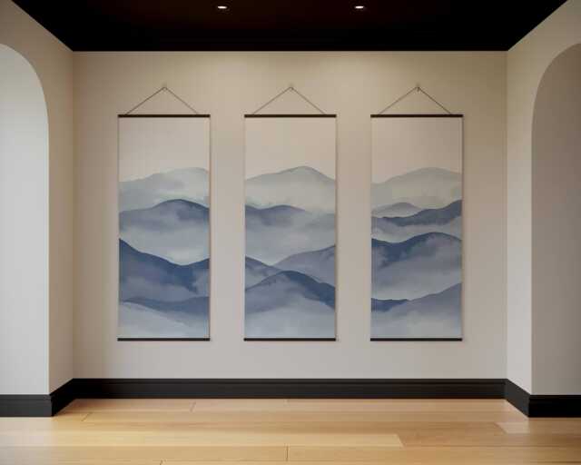 Painted Mountain Tapestry - Wall Hanging Unique Art - image 1