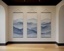 Painted Mountain Tapestry - Wall Hanging Unique Art - thumbnail 1