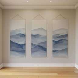 Painted Mountain Tapestry - Wall Hanging Unique Art - thumbnail 3