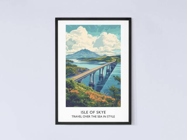 Isle Of Skye Vintage Travel Poster - Road Bridge Print Scottish Art Highlands Wall Art- Home Decor - image 1