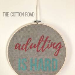 Adulting Is Hard Cross Stitch Wall Hanging -- Modern Funny - thumbnail 2