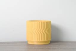 "Sedona Planter With Drainage & Saucer in Yellow, Unique 3D-Printed Plant Pot, Small To Large Sizes 4"" 5"" 6"" 7"" 8"