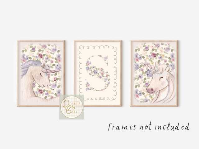 Set Of 3 Personalised Fairytale & Unicorn Prints. Perfect For A Girls Room, Nursery Or Playroom - Prints Only - image 1