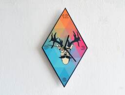 Hipster Deer - Triangle Pattern Wall Clock - thumbnail 1