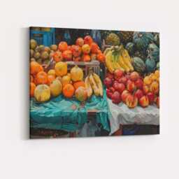 Colourful Fresh Fruit Market Stall Still Life Canvas Wall Art Print Decor Picture Ready To Hang - thumbnail 4