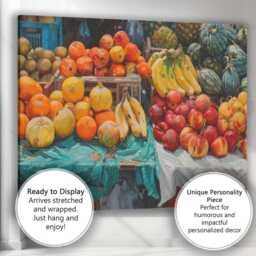 Colourful Fresh Fruit Market Stall Still Life Canvas Wall Art Print Decor Picture Ready To Hang - thumbnail 3
