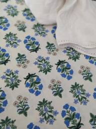 Rifle Paper Co. Floral Crib Sheet Blue Sage Botanical Bedding - thumbnail 1