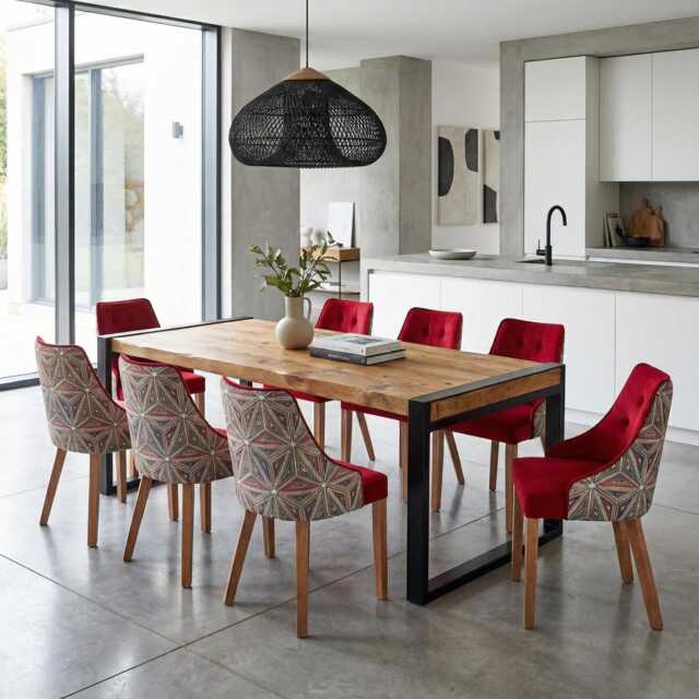 Ludford Dining Table With Steel Style Legs Handmade Rustic Industrial - image 1
