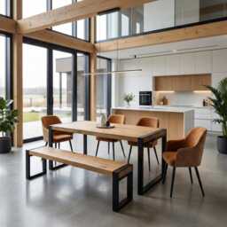 Ludford Dining Table With Steel Style Legs Handmade Rustic Industrial - thumbnail 2