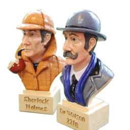 Sherlock Holmes & Dr Watson Figurine Busts, Skilfully Handmade Painted With Character Charm, 5 3/4 Inch Tall, Made in England - thumbnail 3