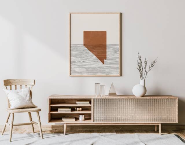 Nevada Boho Decor - Mid Century Wall Art, Minimalist Art & Abstract Print, State Map Print - image 1