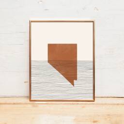 Nevada Boho Decor - Mid Century Wall Art, Minimalist Art & Abstract Print, State Map Print - thumbnail 2