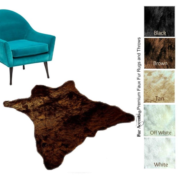 Faux Fur Bear Skin Rug - Plush Animal Pelt Rug, Usa Made - image 1