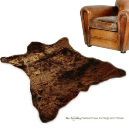 Faux Fur Bear Skin Rug - Plush Animal Pelt Rug, Usa Made - thumbnail 2