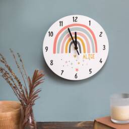 Modern Rainbow Personalised Name Bedroom Clock Kids - Children's Gift Illustrated Acrylic - thumbnail 2