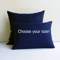 Navy Blue Linen Pillow Cover With Zipper, Solid Throw Case 26x26 20x20 18x18, Couch Cushion Cover, Modern Pillowcase For Sofa - thumbnail 3
