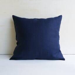 Navy Blue Linen Pillow Cover With Zipper, Solid Throw Case 26x26 20x20 18x18, Couch Cushion Cover, Modern Pillowcase For Sofa - thumbnail 1