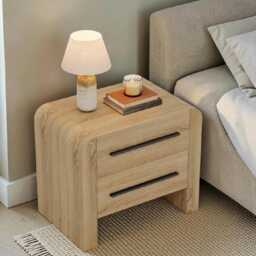 2-Drawer Nightstand Bedside Table, Bedroom Storage Cabinet, Unit - thumbnail 3