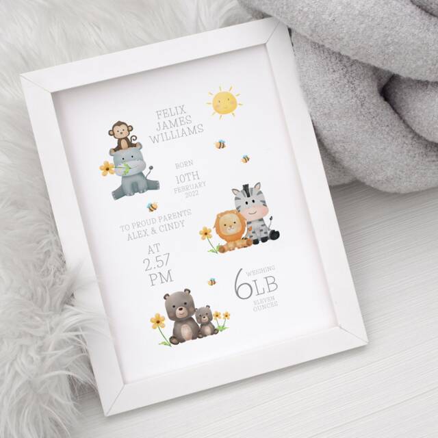 Personalised New Baby Print, Personalised Print With Birth Details, Gift For Baby, Christening Gift, Parents Idea - image 1