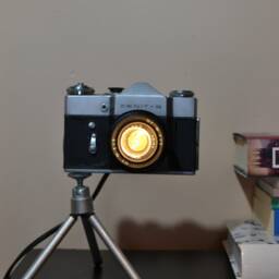 Vintage Zenit Camera Lamp Retro Desk Or Floor Lamp On Tripod - thumbnail 3