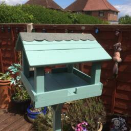 Garden Bird Feeder Table - Hand Made in Seagrass Colour - thumbnail 4