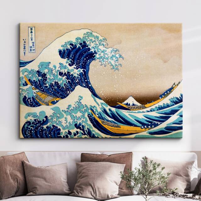 The Great Wave Off Kanagawa 1831 Abstract Woodblock Painting Wall Art, Framed Canvas Poster Print, Home Kitchen Office Room Decor, Gifts - image 1