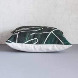 Monstera Leaf Linen Pillow Cover Abstract Green Accent Cushion - thumbnail 2