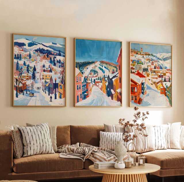 Set Of 3 Park City Posters, Utah Travel Prints, Wall Art Sets, Ski Resort Decor Mountain Landscape Prints - image 1