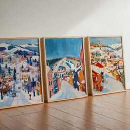 Set Of 3 Park City Posters, Utah Travel Prints, Wall Art Sets, Ski Resort Decor Mountain Landscape Prints - thumbnail 2