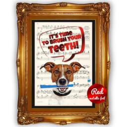Brush Your Teeth, Boy Bathroom Decor, Home Kid Bathroom, Wall Unique Gift, Art Wall, Dog Artwork, 28 - thumbnail 2