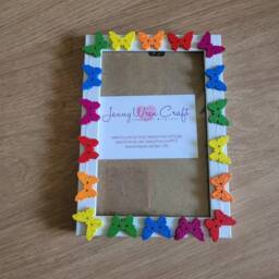 Rainbow Wooden Butterfly Button Photo Frame 4 X 6 Inches - thumbnail 3