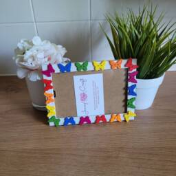Rainbow Wooden Butterfly Button Photo Frame 4 X 6 Inches - thumbnail 2