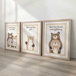 Bear Family Set Of 3 Prints, First We Had Each Other Posters, Neutral Decor Wall Art Gift For Nursery, Bedroom Or Playroom, Optional Frame - thumbnail 2
