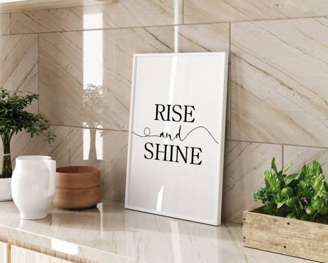 Rise & Shine Printed Wall Art A3 A4 Minimalist Typography Inspirational Quote Modern Home Office Decor Gift - image 1